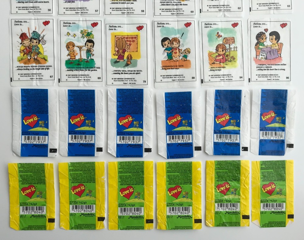 Love Is... Chewing Gum Wrappers & Comic Inserts Set Kent Ephemera Collection