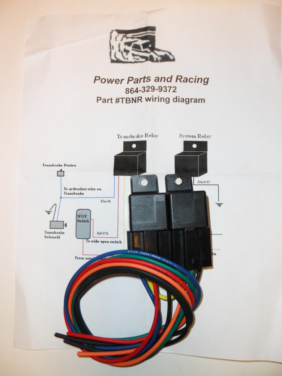 Nitrous w/ Trans Brake Relay Wiring Harness for NX, NOS, ETC #TBNR