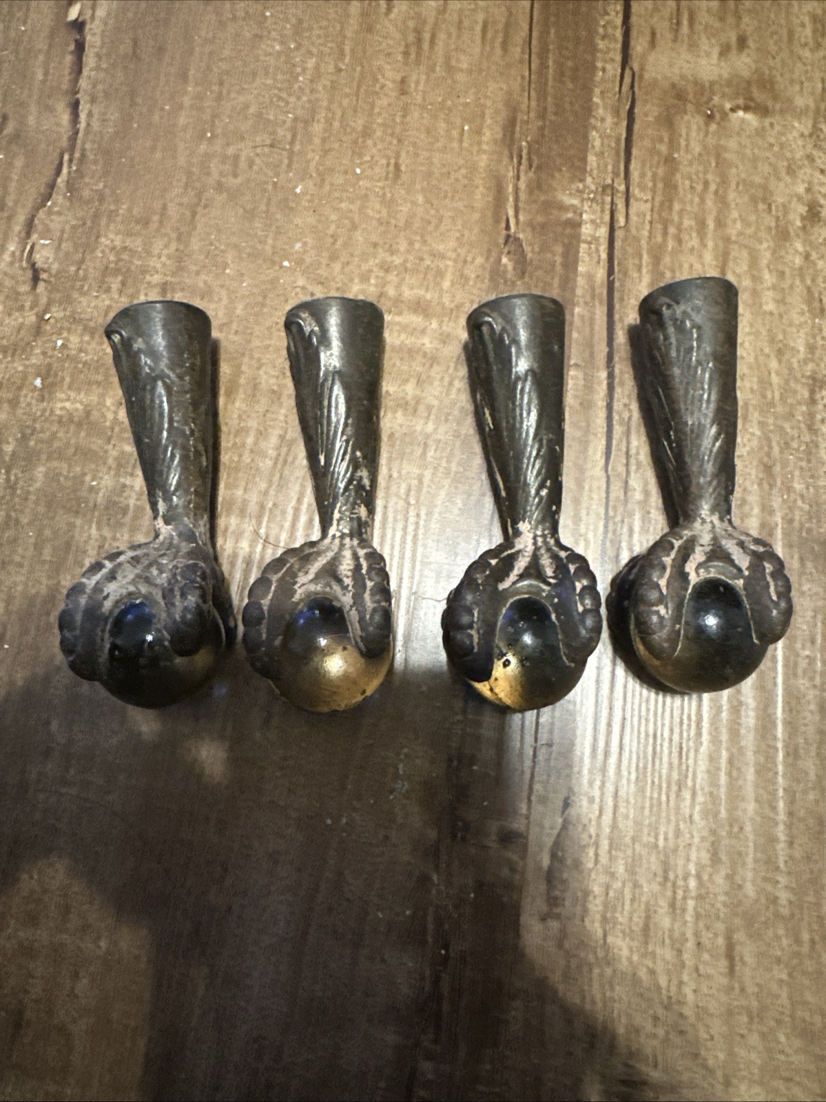 Lot Of 7 Antique Cast Iron Eagle Claw glass Ball Foot / Piano Stool Feet