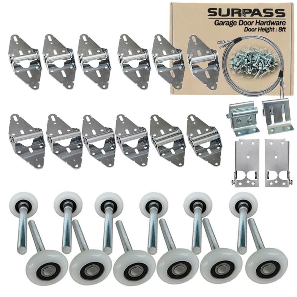 Garage Door Hardware Kit Roller/Hinge/Top Bracket/Wire Rope (for 8' Height Ga...