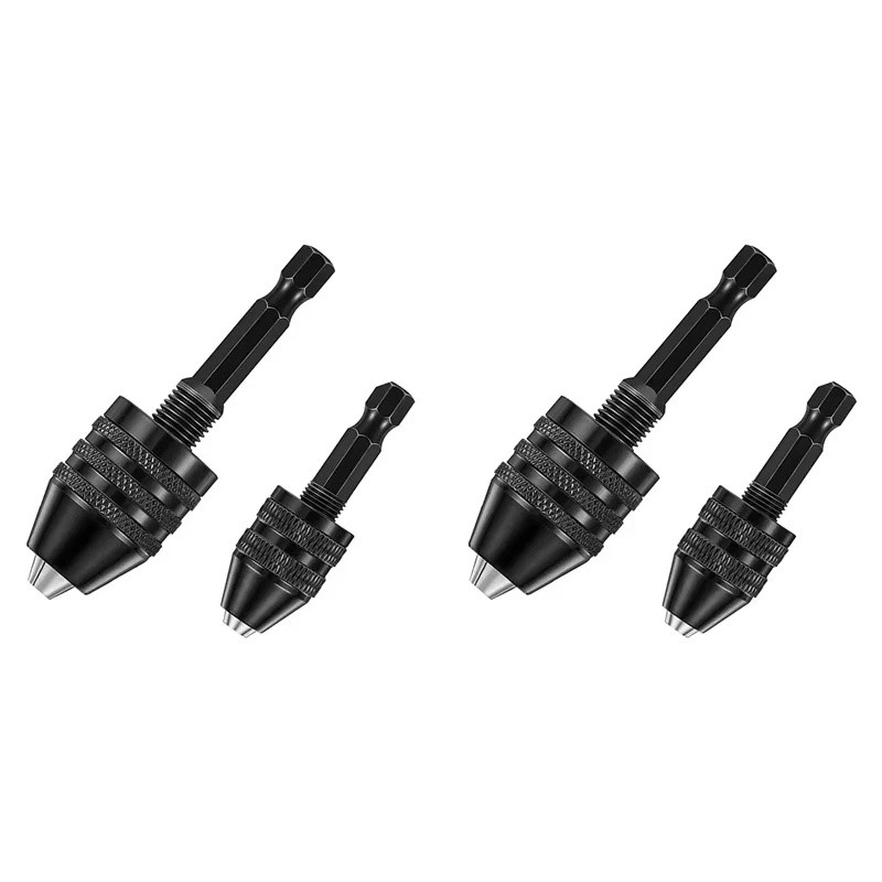 4x 1/4"Hex Shank Keyless Chuck Adapter Drill Bit Quick Change Driver Converter