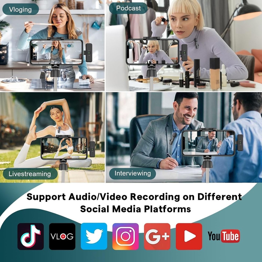 Wireless Microphone Mini Mic for iPhone/Android Phone, LED Display Lavalier Micr