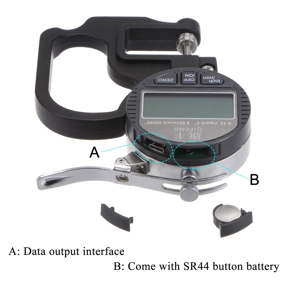 Digital Thickness Gauge 0.00005" Range 0.5" Electronic Micrometer Measuring Tool