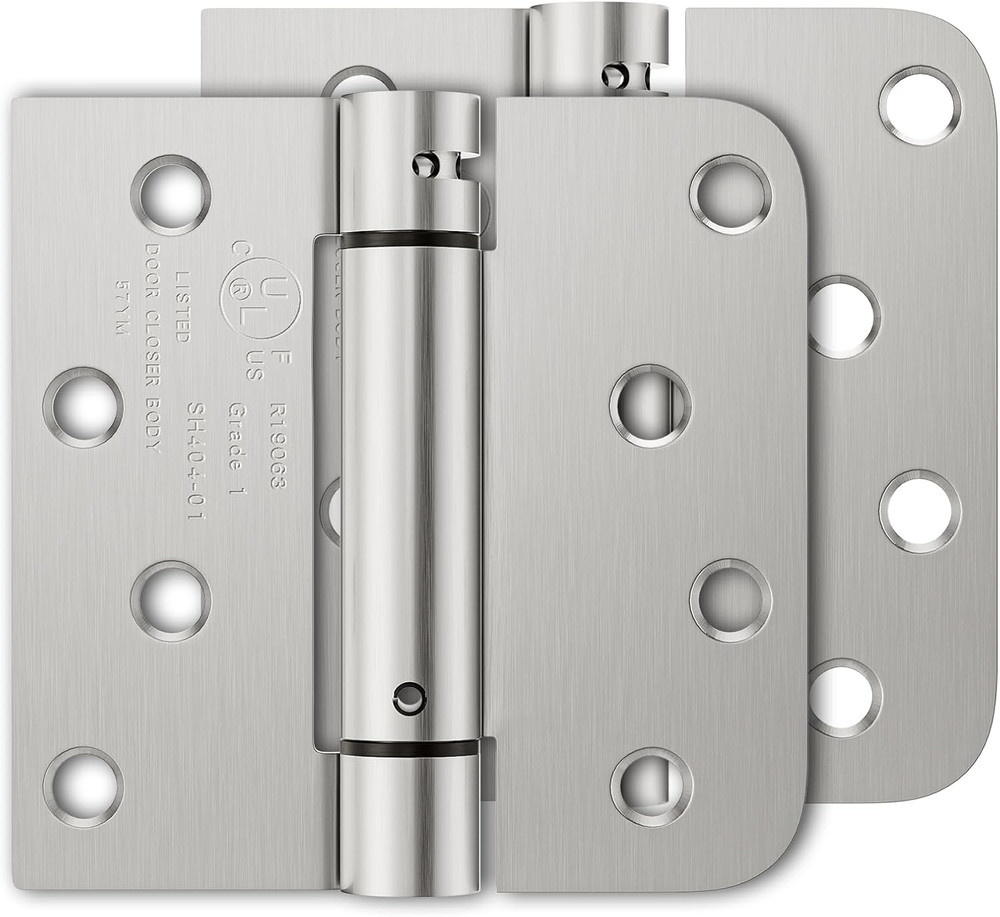 2 Pack Self Closing Door Hinges, 4 Inch Spring Loaded Hinges with Square & 5/8''