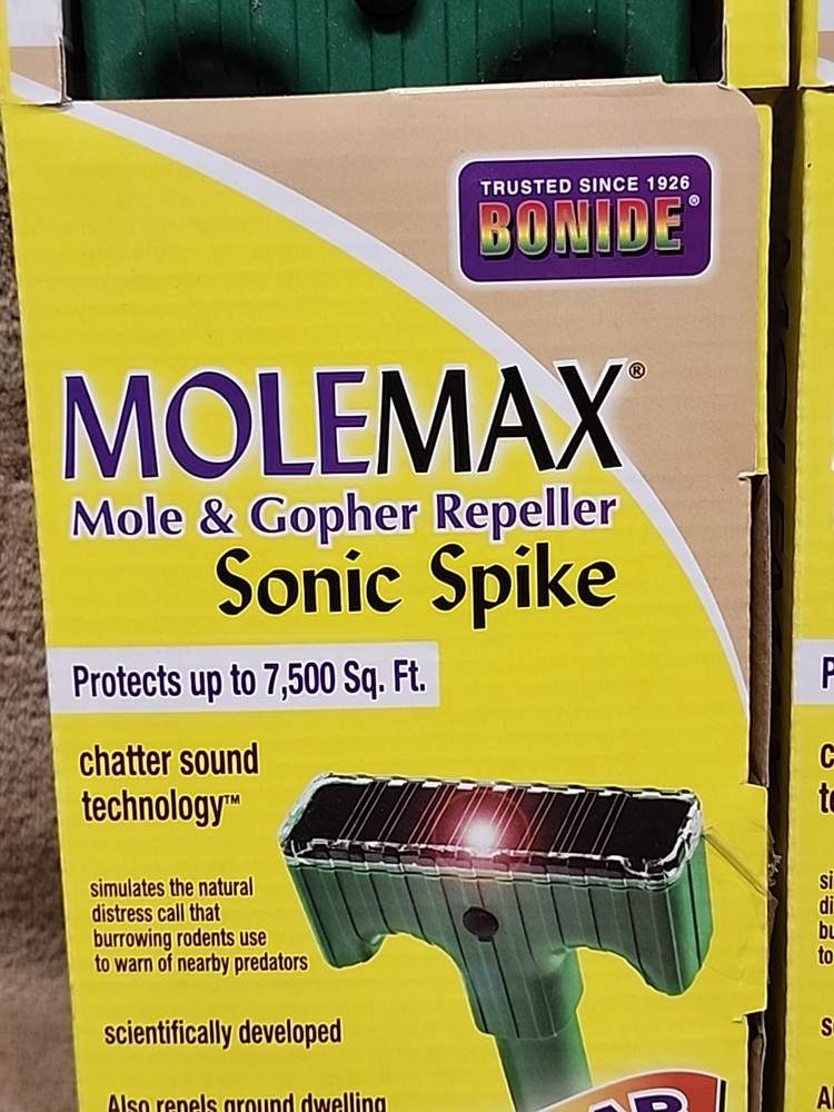 Lot of 5: Molemax Mole & Gopher Repeller Sonic Spike Solar Powered 🆕