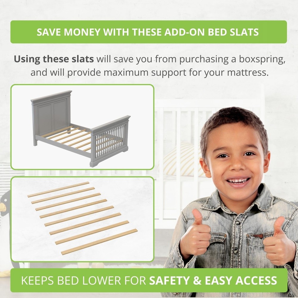 CC KITS Full Size Bed Slats - 8pc 53.25" Solid Wood Under Mattress Support - ...