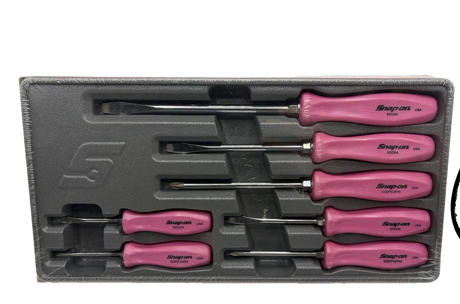 Snap On Tools Pink Hard Handle Combination Screwdriver Set SDDX70APP 7 Piece New