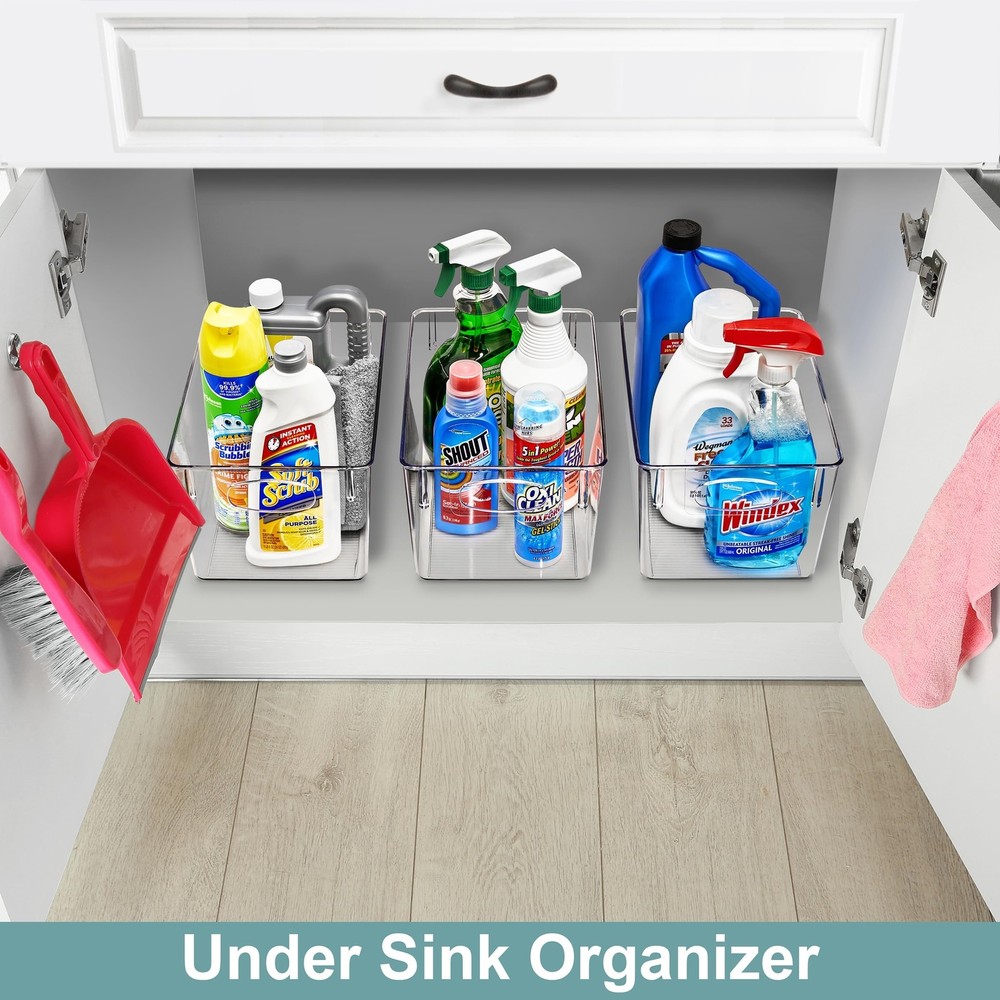 Sorbus 8 Pack Large Clear Plastic Storage Bins, Clear Organizer Bins with Han...