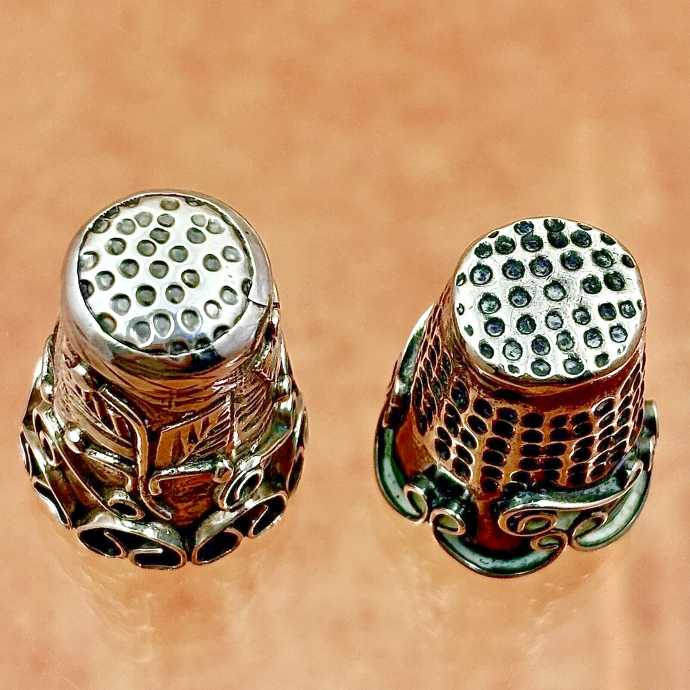 Two Vintage Taxco Sterling Silver Thimbles