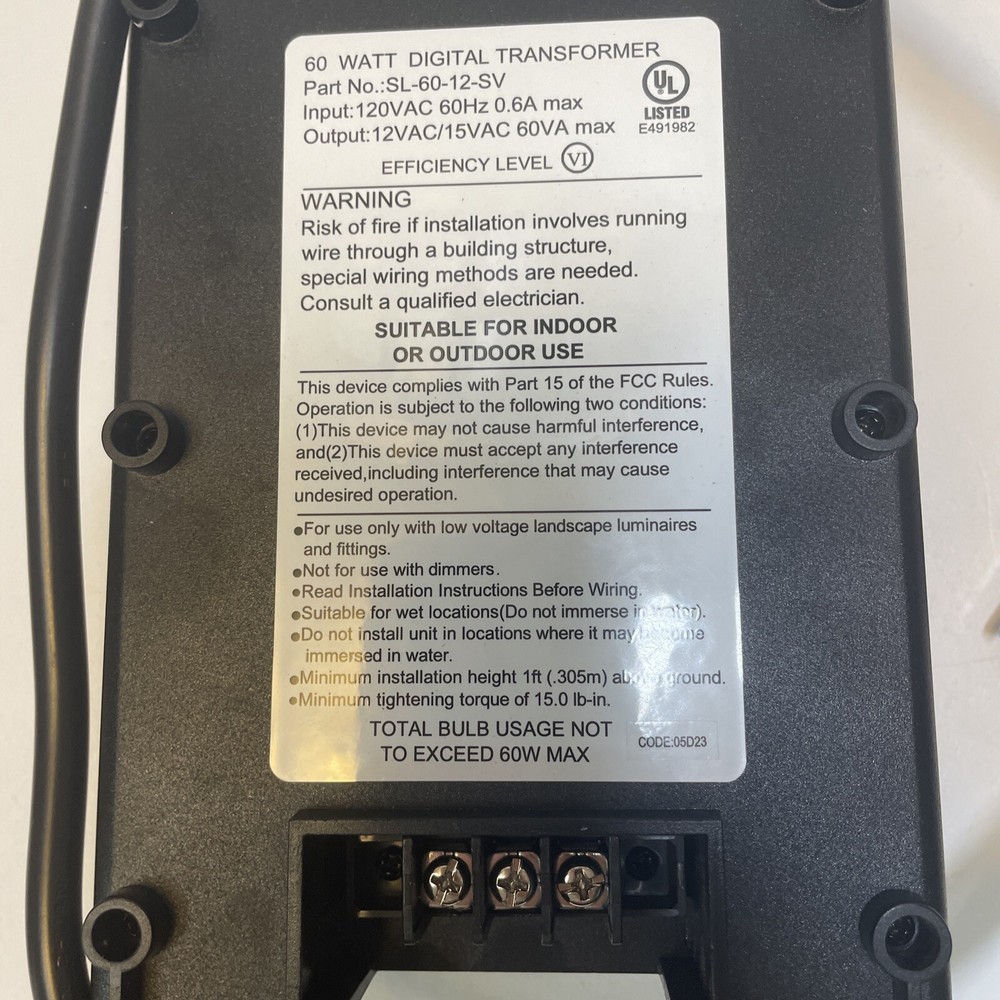 Hampton Bay 60w Digitial Transformer Black