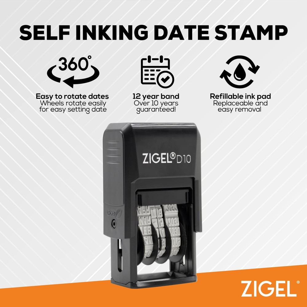 D10 Office Date Stamp - Self Inking Date Stamp - Red