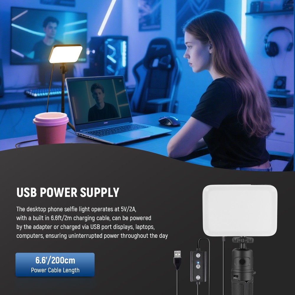 NEEWER Basics BP66D 2-Pack LED Panel Kit w/Stands for Streaming