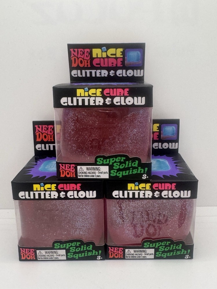 NEW* NeeDoh Nice Cube Glitter & Glow PINK