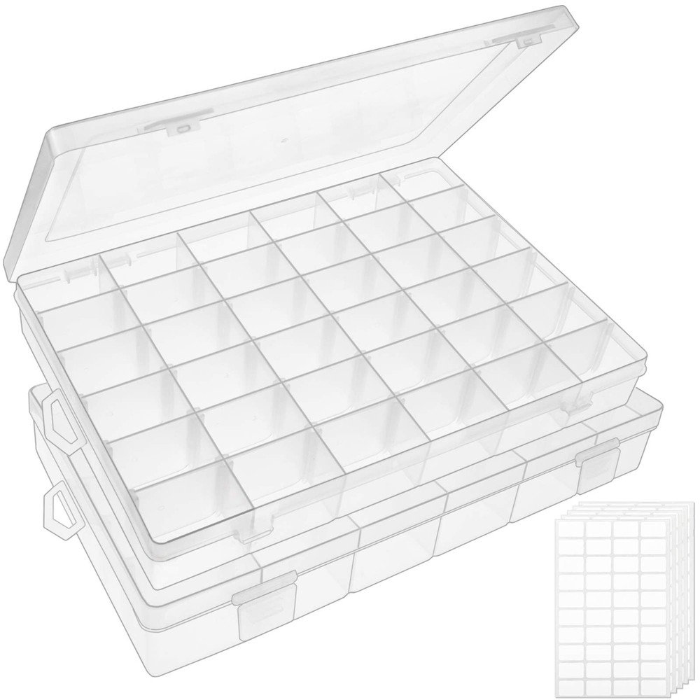 Plastic Bead Organizer Box 36 Grids Compartment Tackle Box 2 Pcs
