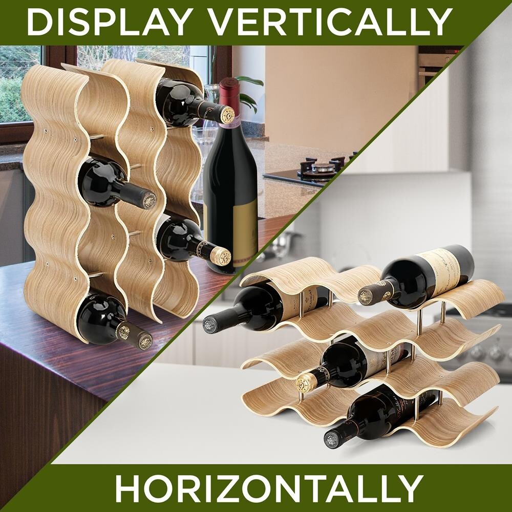 SereneLife 4-Tier Wine Storage Rack w/ 14 Bottle Slots, 4-Tier Modular Wine Disp