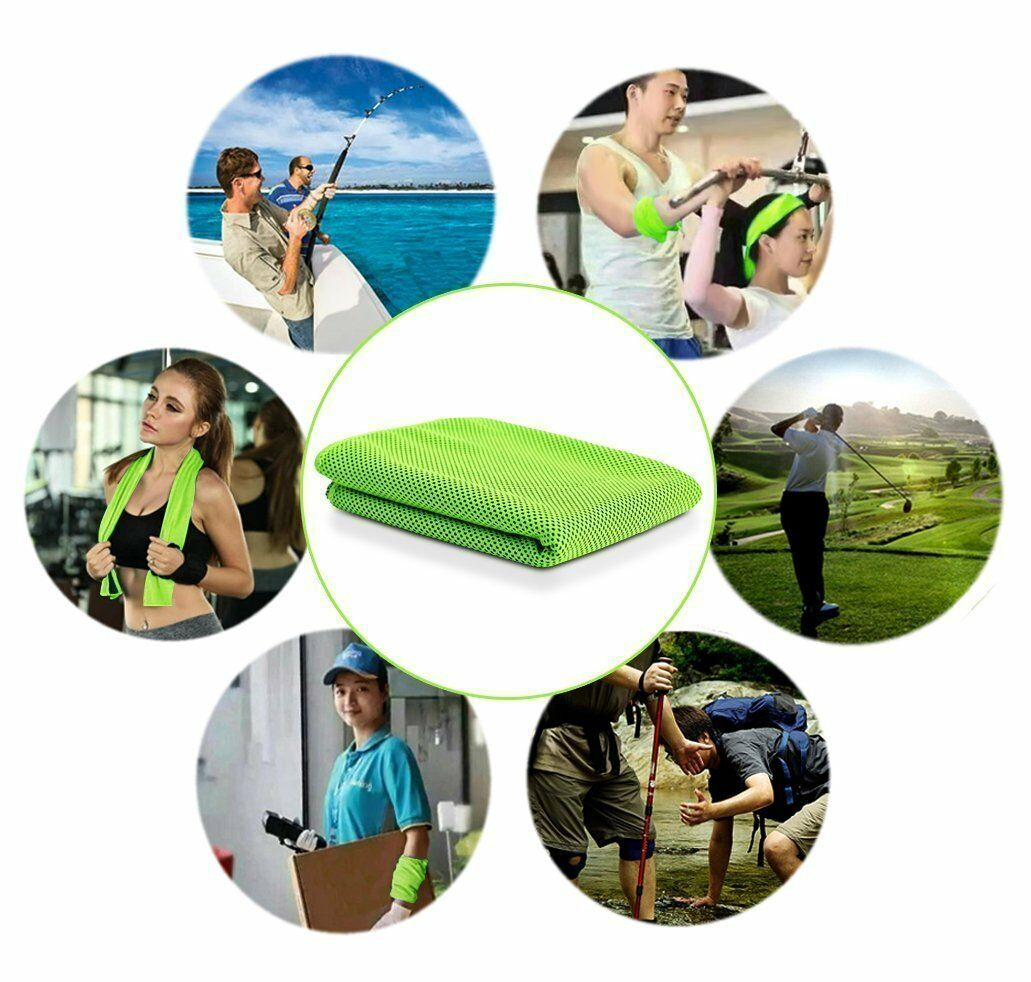 5 X Ice Cold Cooling Towel Neck Wrap For Sports Running Jogging Gym Instant Cool