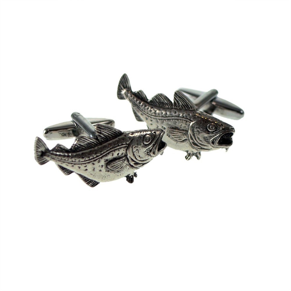 English Pewter Cod Cufflinks in Cufflink Box X2TSBCF05