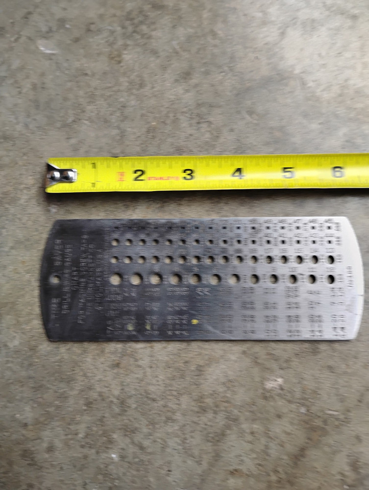 Starrett No 185 Time Saver Drill Wire Gauge Chart