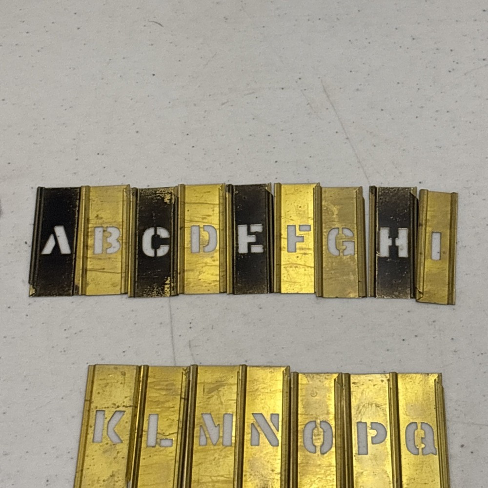2” Reusable Brass Stencils 42 pc Interlock Numbers Letters 1/2”