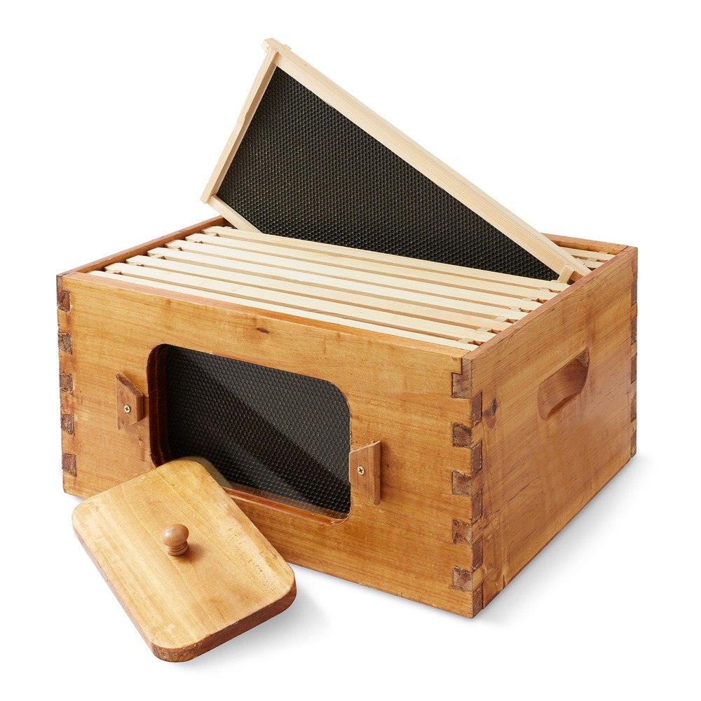 Deep Waxed Brood Box with Window, 10 frames and 10 Blk Foundations