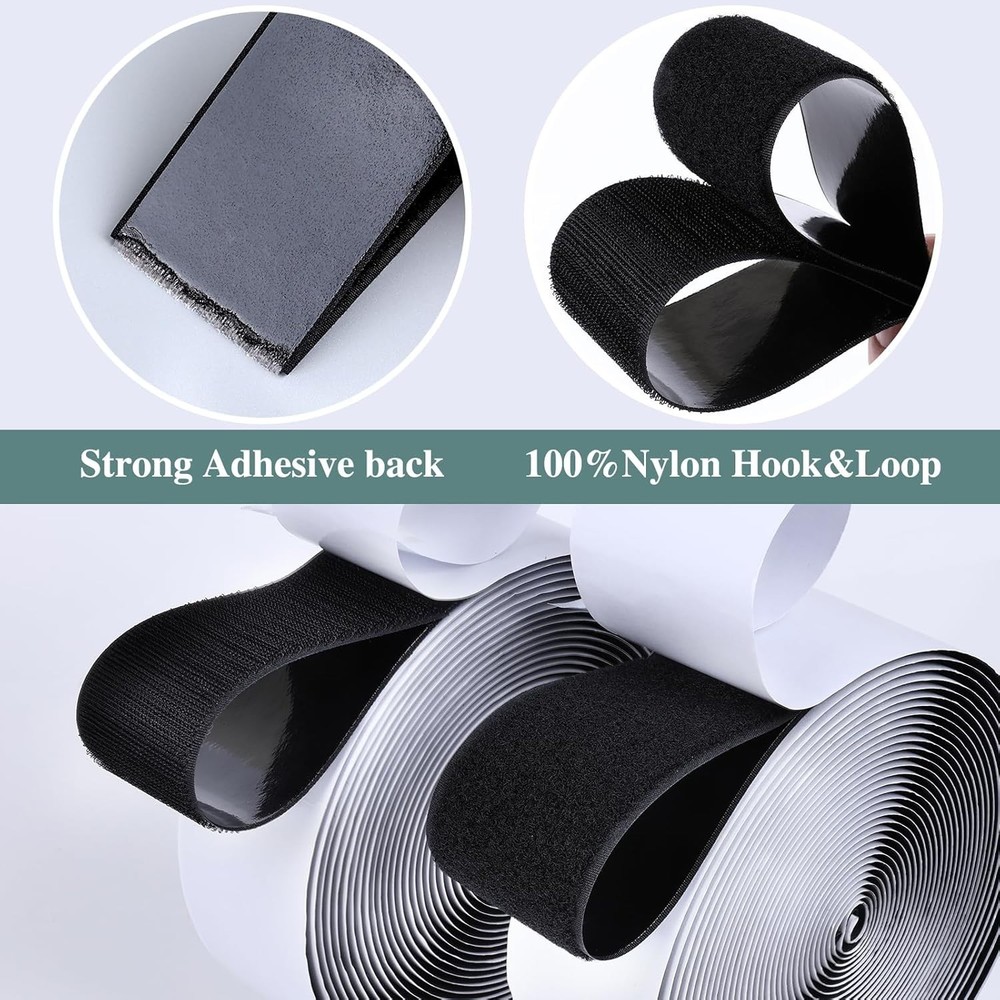 Self-Adhesive Hook and Loop Strips 27ft - Strong Fastening for All Surfaces