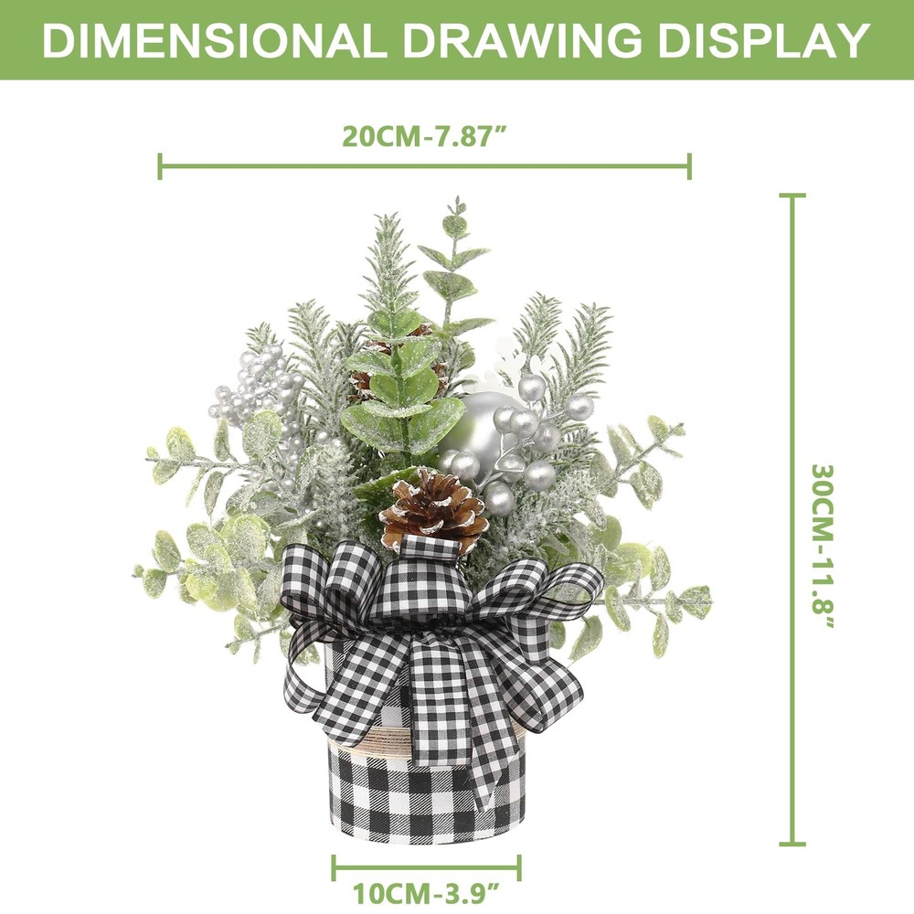 Small Buffalo Check Plaid Christmas Tree Artificial Mini Tabletop Decorations