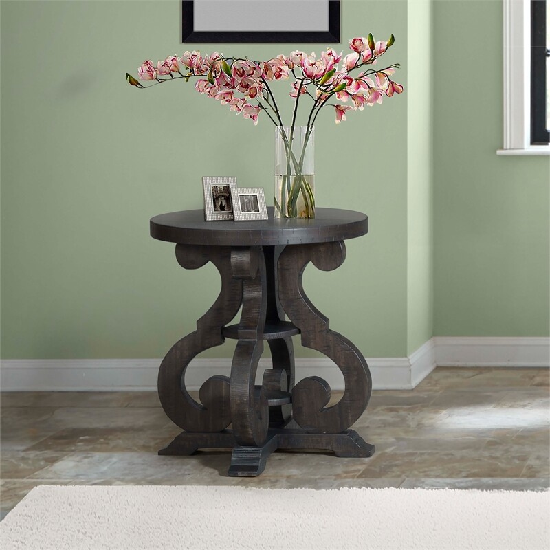 Bowery Hill Transitional Solid Wood End Table in Smokey Walnut Brown