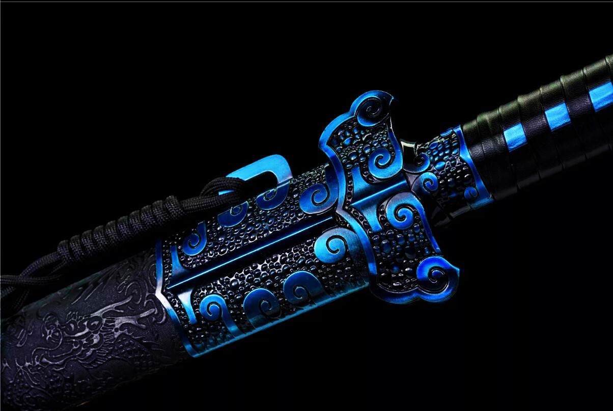 Sharp Blue Ninja Sword Straight Functional Broadsword Japanese Katana 1095Steel