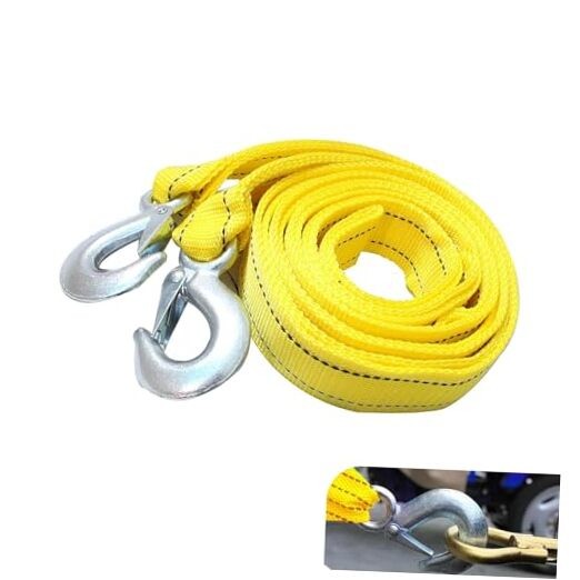 Car Towing Rope, Double-layer Thickened Nylon Towing Strap with U-shaped Hook,