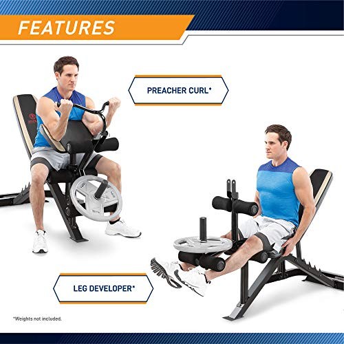 Adjustable Olympic Weight Bench with Leg Developer and Squat Rack MD-879