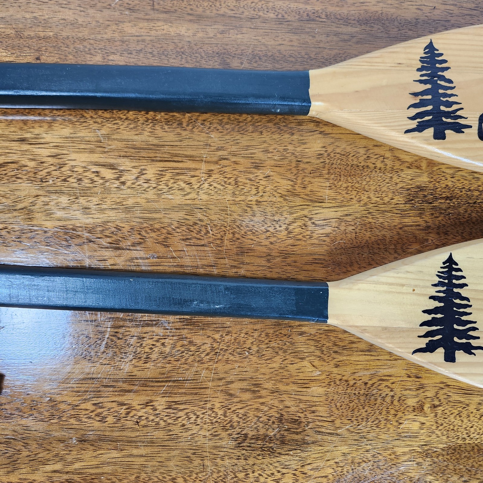 Pair of Canoe Paddles with Moose and Tree Design, Decorative Wooden Outdoor Gear