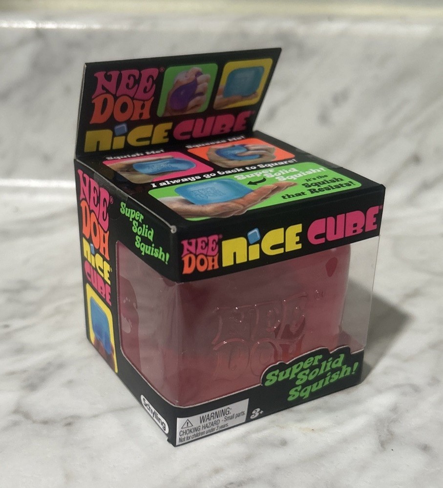 Needoh Nice Cube Pink -Sensory Squeeze Toy with Super Solid Squish - 2.25" Cube