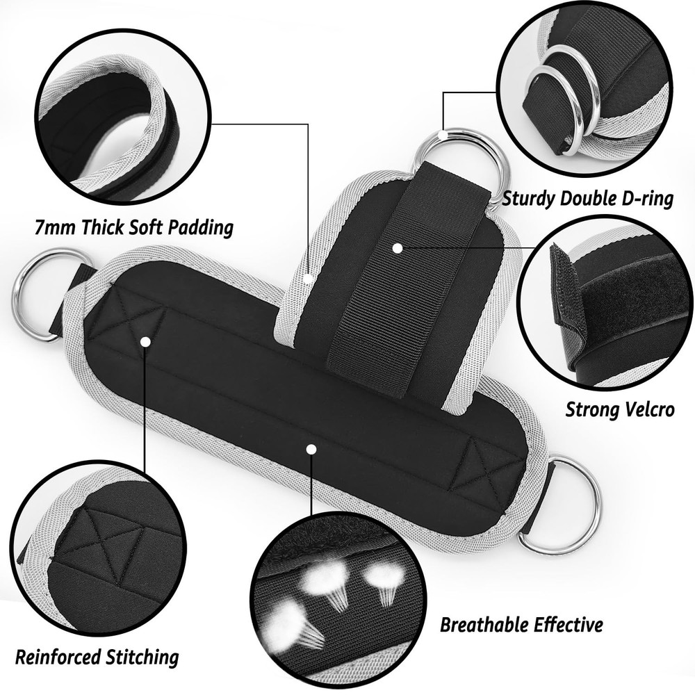 Adjustable Ankle Straps for Cable Machine Glute Kickbacks & Leg Workouts