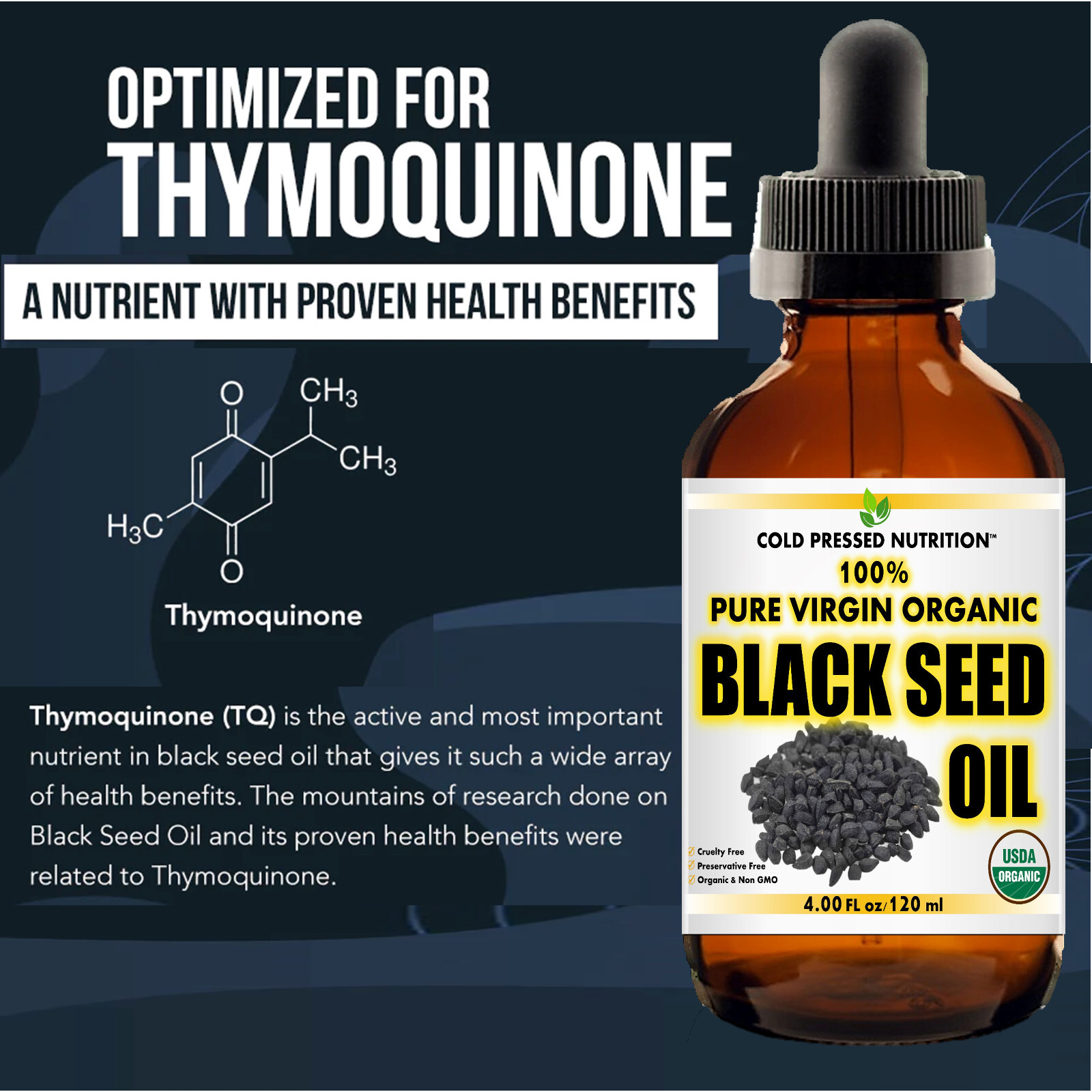 100% Pure Virgin CERTIFIED Organic Black Seed Oil Edible Cold Pressed Cumin 4oz