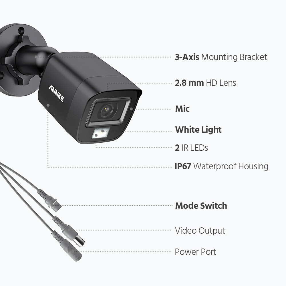 ANNKE 5MP Audio CCTV Security Camera Outdoor Color Night Vision Human Detection