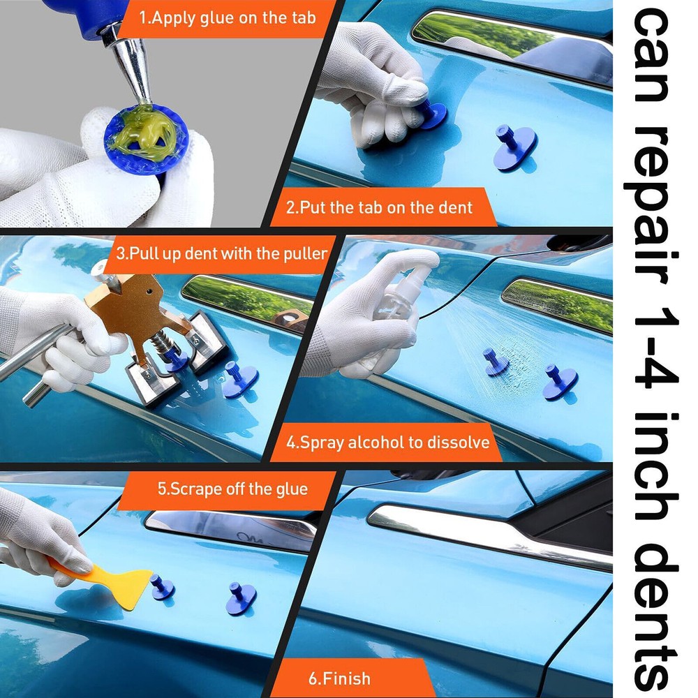 Car Pulling Tabs Paintless Dent Repair Hail Removal Kit For All Puller Tool US