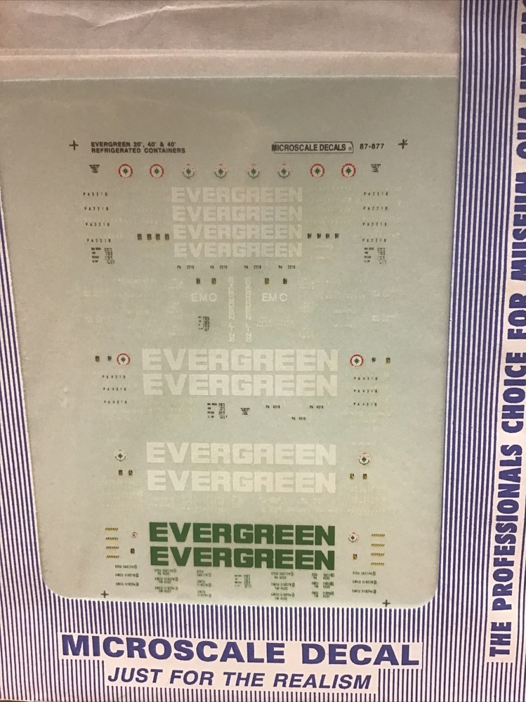 Microscale Decals N Scale 60-877: Evergreen Containers 20’ & 40’ Refrigerated
