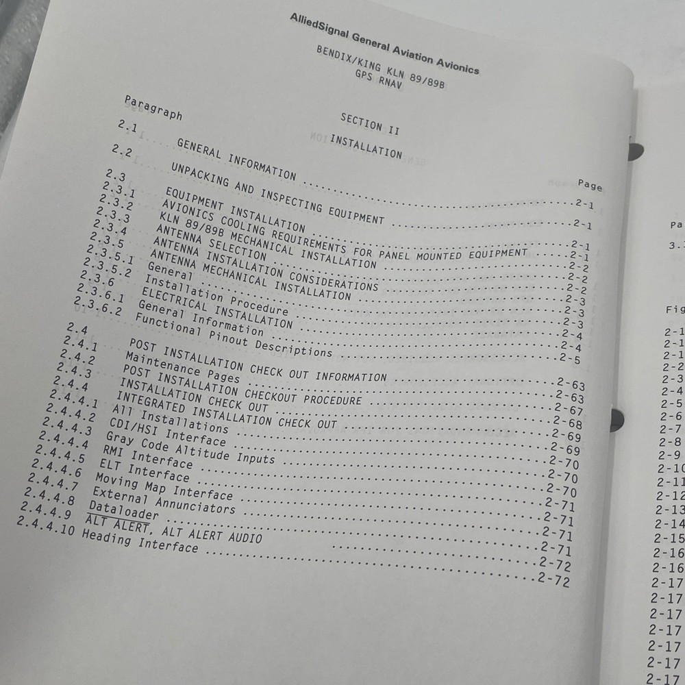 Bendix/King KLN 89/89B GPS RNAV Installation Manual