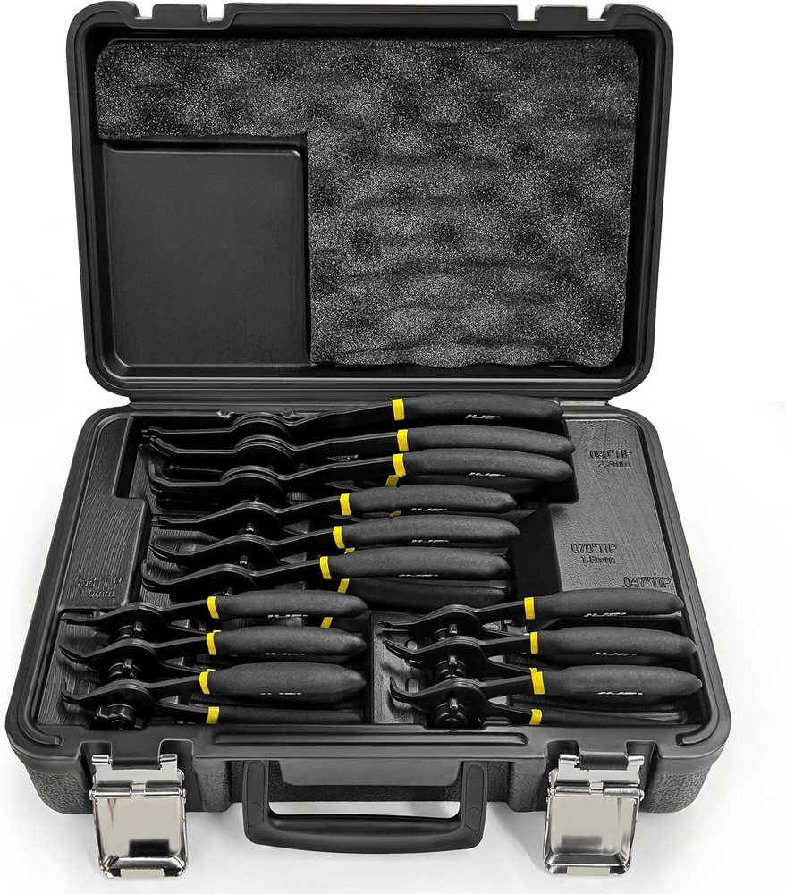 12Pcs Heavy Duty Snap Ring Pliers Set Fixed Jaw Tips Internal External