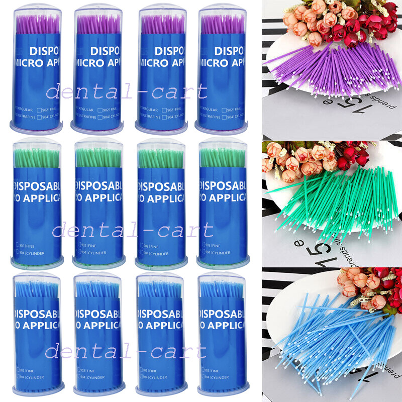 400Pcs New Disposable Materials Dental Micro Brush Applicator 4 Optional Sizes