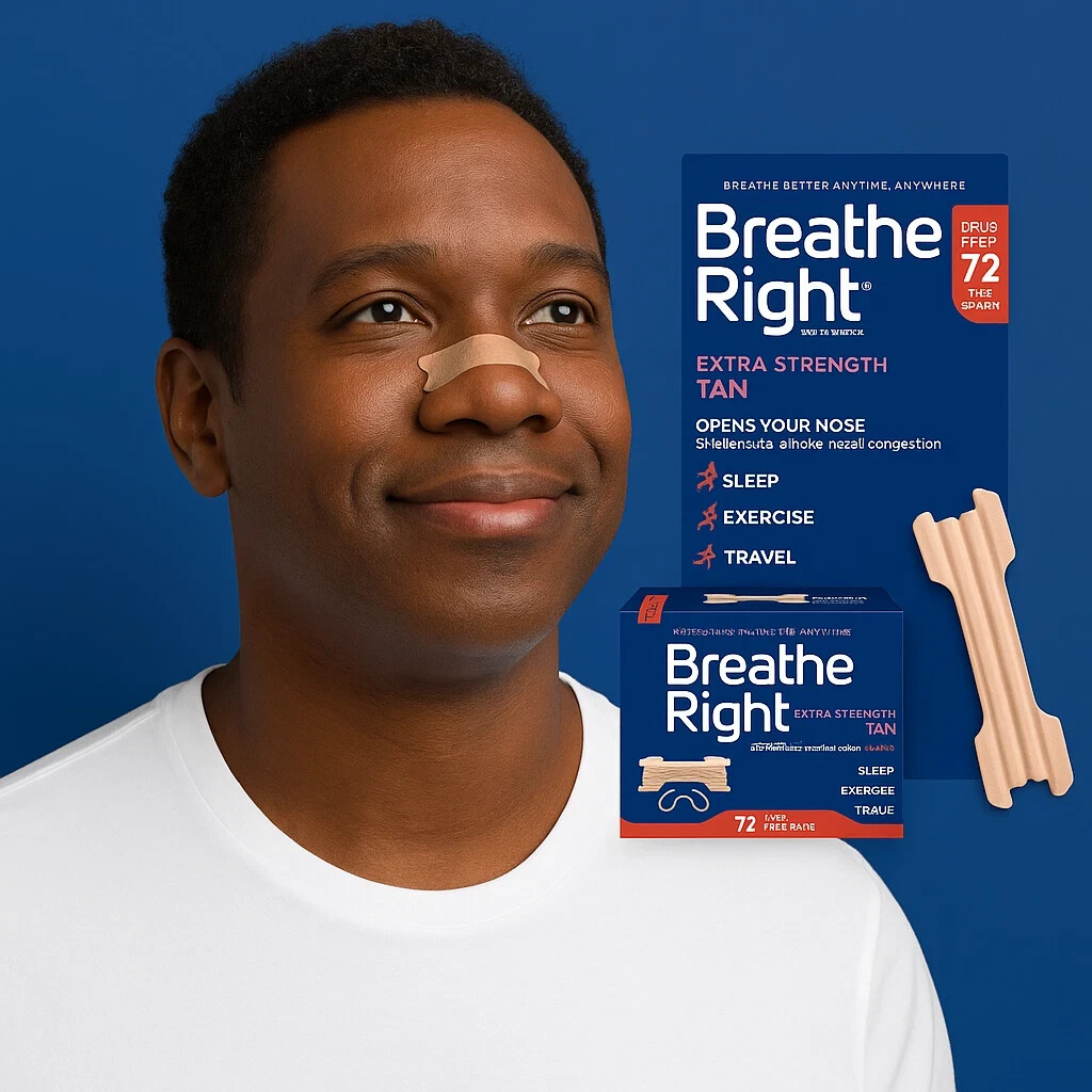 Breathe Right Nasal Strips Snoring Relief Extra Strength TAN 72 ct Free Shipping