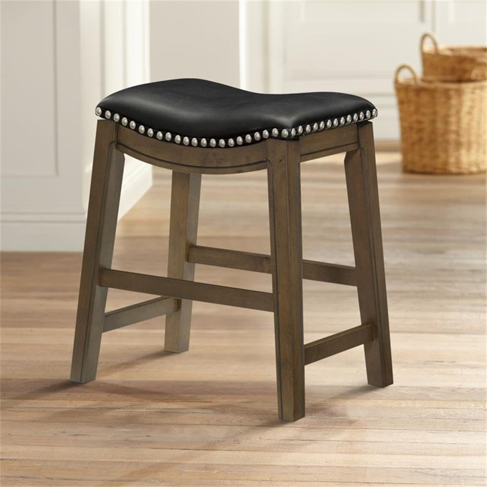 Ordway Solid Wood Saddle Height Dining Stools - Versatile Black Kitchen Seating