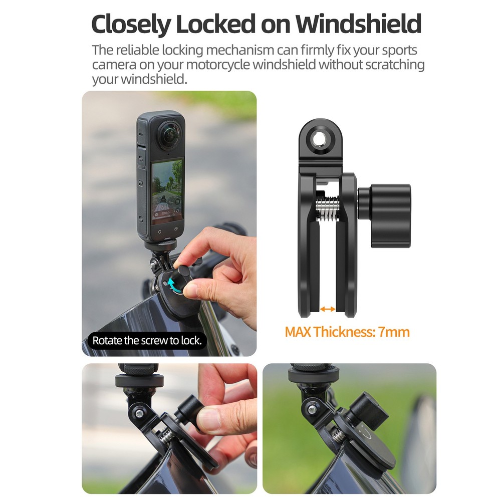 CNC Aluminum Windshield Mount Bracket Accessories For Gopro Action Camera