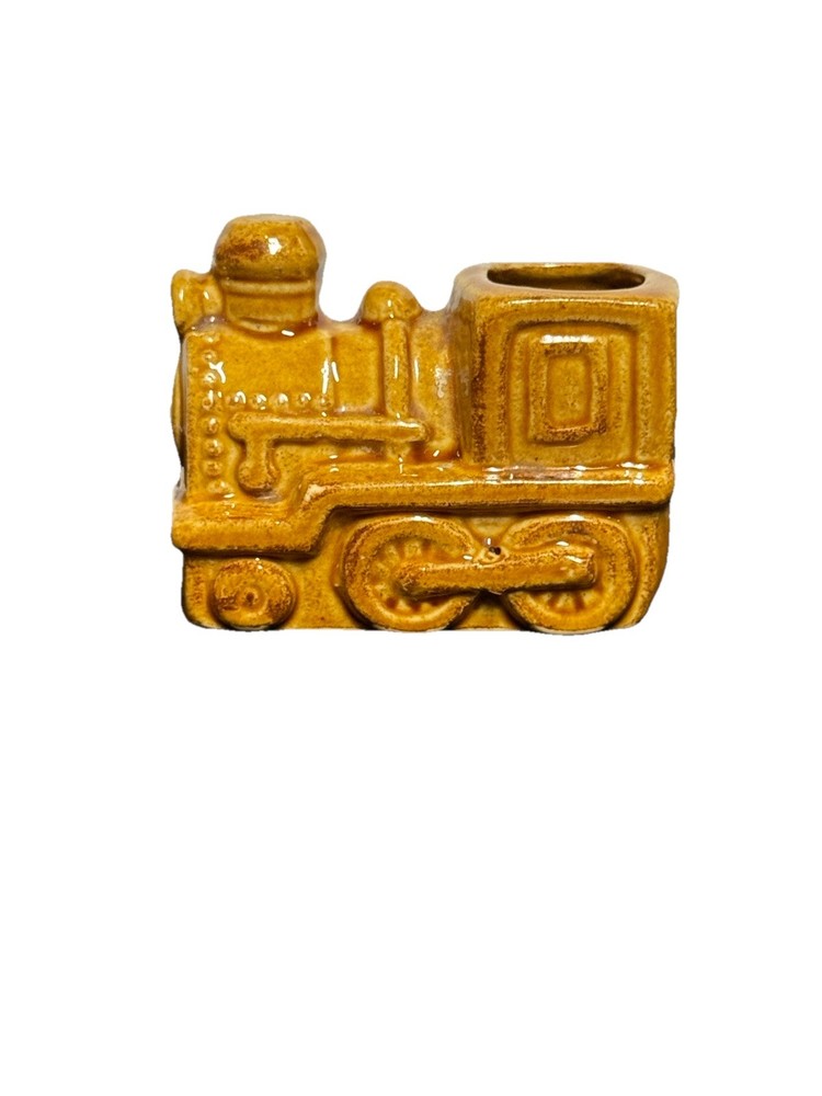 Small Brown Ceramic Train Engine Figuring, Toothpick Holder, Planter