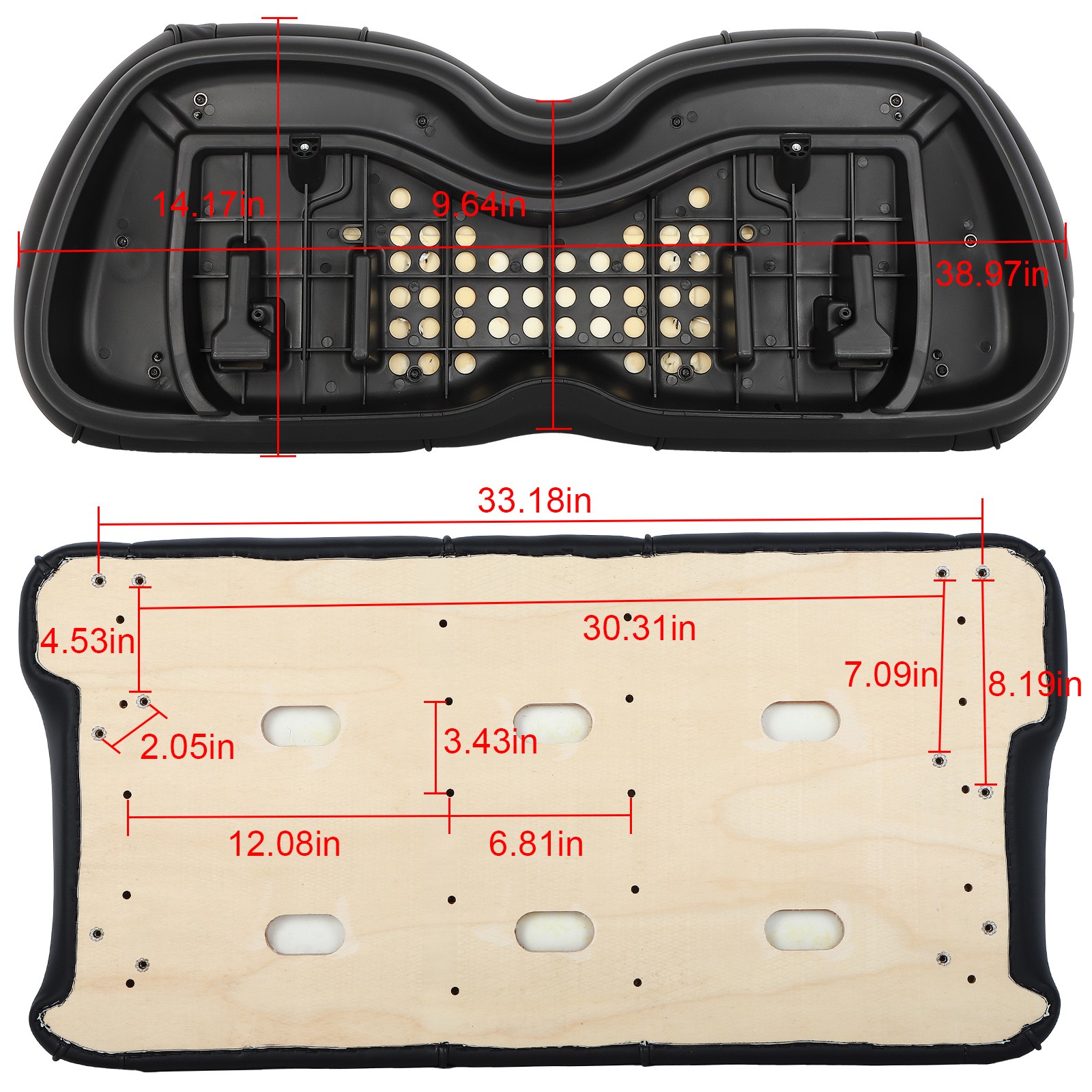 Golf Cart Front Seat Bottom Back Cushion Set for Club Car Precedent Black