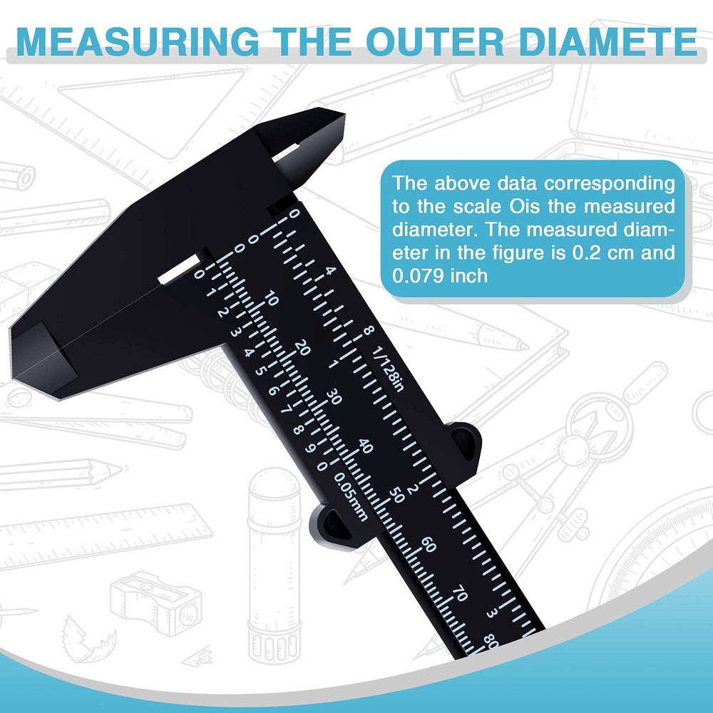 6 Inch/ 150 mm Mini Plastic Vernier Caliper Double Scale Measuring Tool Recta...