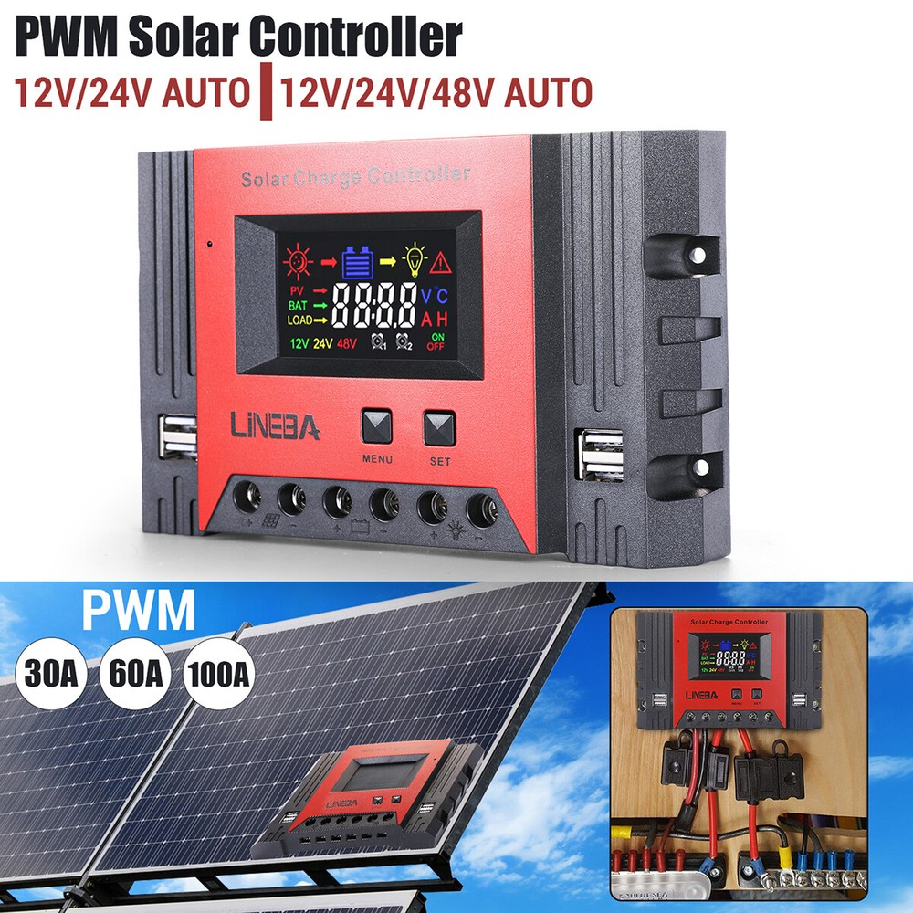 5200W 100A PWM Solar Charge Controller for 12V/24V/48V DC Battery PV Regulator