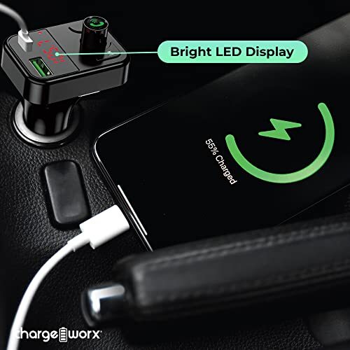 FM Transmitter Bluetooth for Car, Fast USB-C and USB Car Chargers - Stream All