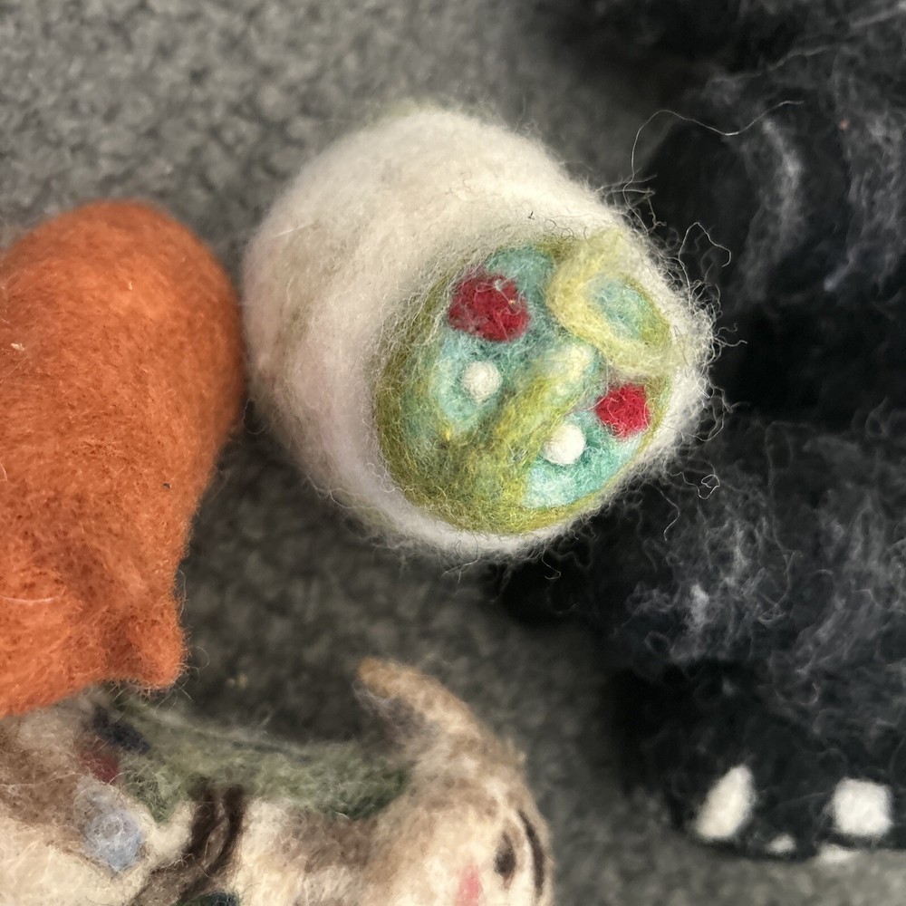 Hand Dyed Wool Animals Sheep Pig Bear Handmade