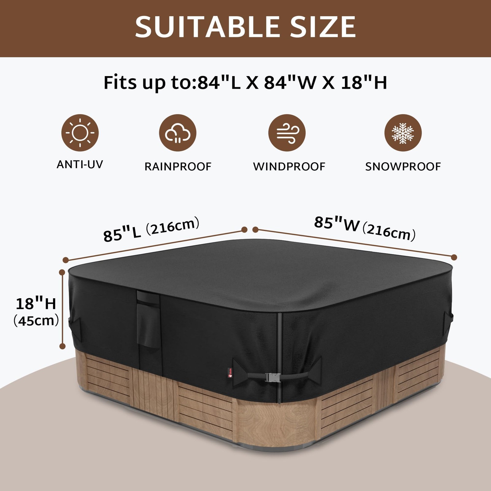 iBirdie Outdoor Waterproof and Weatherproof 85" x (7'1" x 7'1"), Black